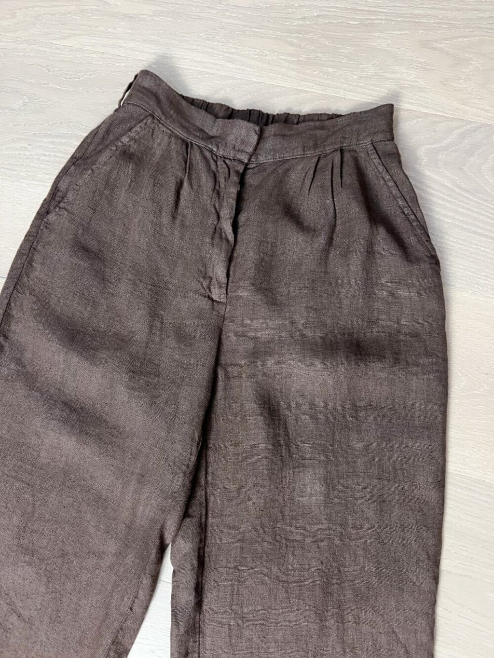 VIR VITA Marina Pleated Linen Trouser Sz S Chestnut - Picture 6 of 12